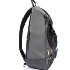 Grey BORA sports bag, side view showing the zippered compartment and shoulder strap